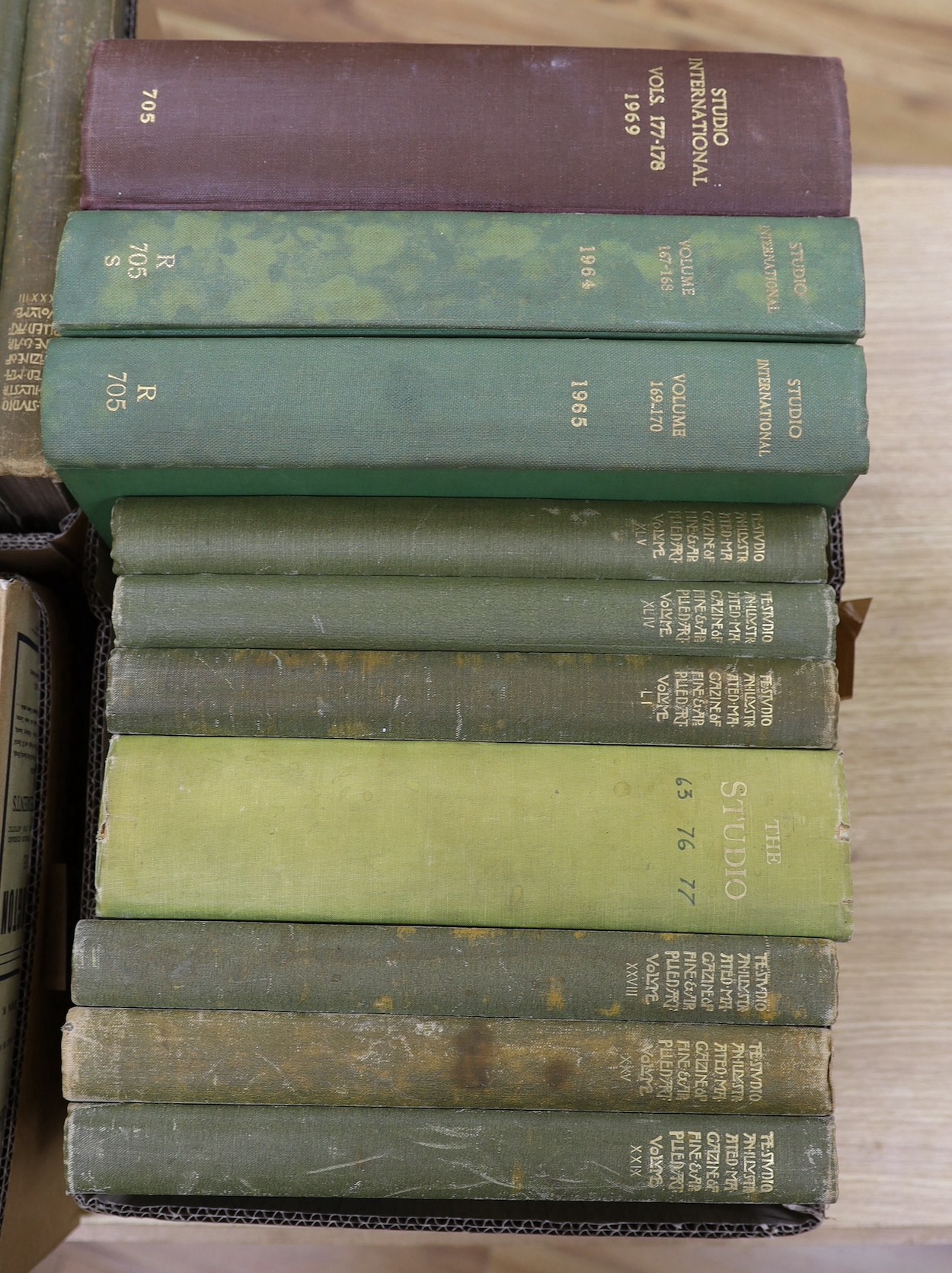 The Studio - the following bound vols (publisher's cloth): 12, 17, 18, 20 - 22, 25, 29, 30, 33-37, 39, 44, 45 and 51 (1898-1911); together with loose monthly issues (original wrappers): 1906-1956, 72 various